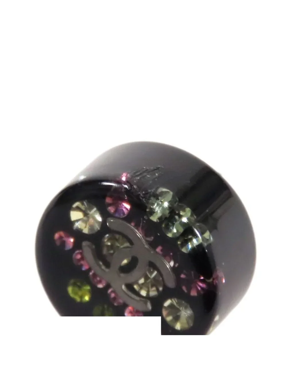 Chanel Earrings Black Resin CC Logo
